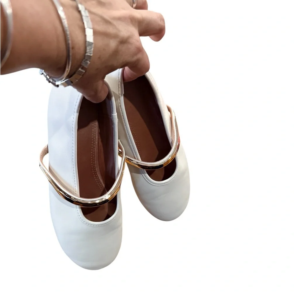 NWT brand new Zara metallic strap ballet flats size 37 - Picture 7 of 9